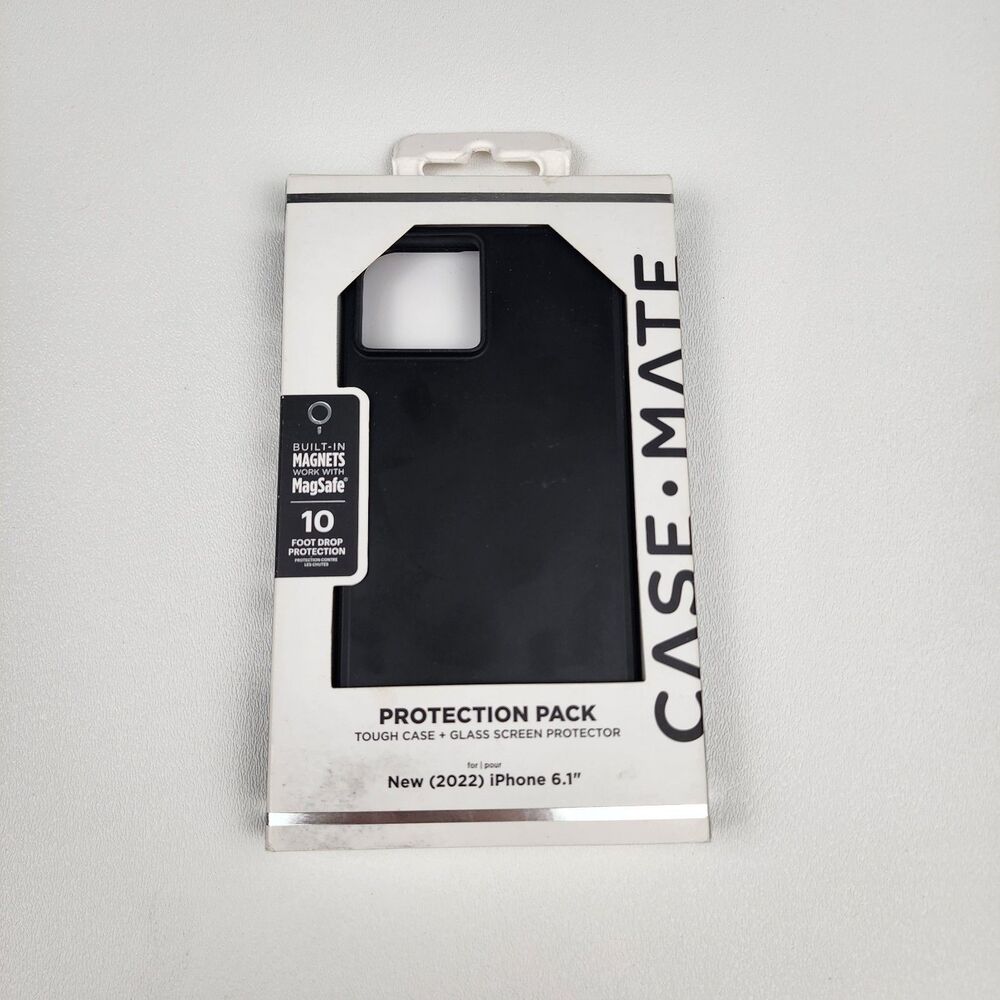 Case-Mate MagSafe iPhone 14 Glass Screen Protector Protection Pack + Case - Picture 2 of 6
